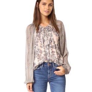 Free People Hendrix Floral Poet Peasant Blouse - Lavender Blue
